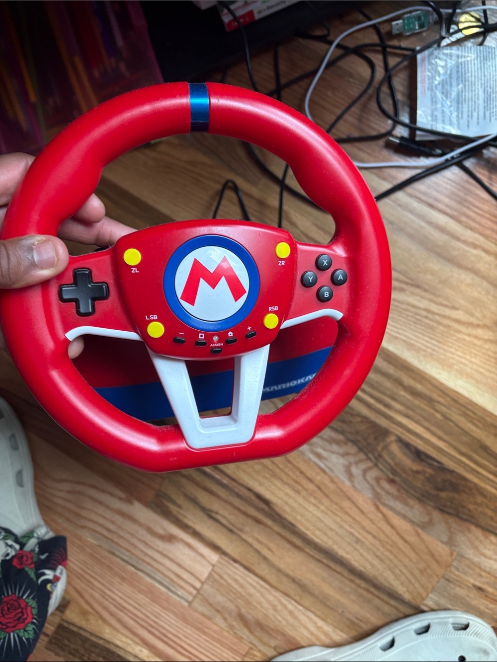 Red Kids Gaming Steering Wheel Controller with Icon Emblem
